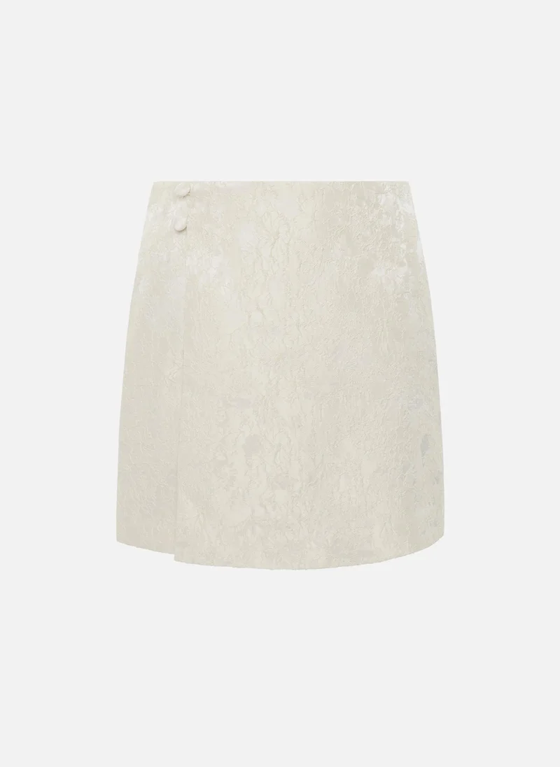 ليتشي تنورة قصيرة ملفوفة من قماش الجاكار